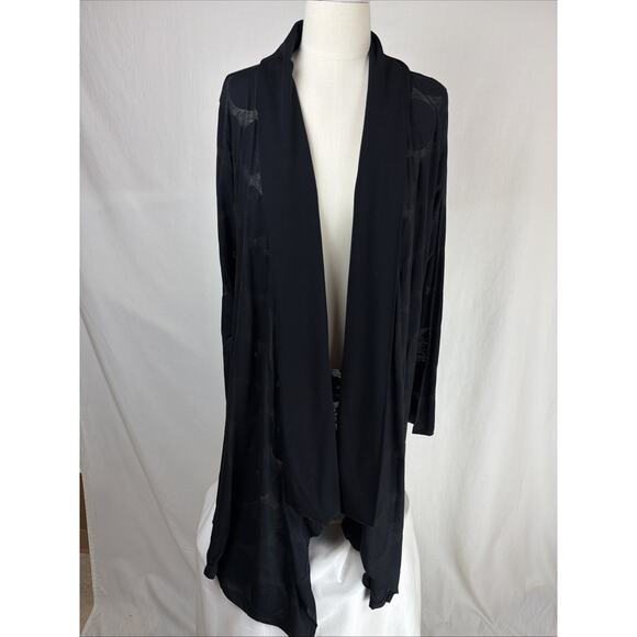 Luukaa Sweaters - NWT Luukaa Black "Fire" Open Long Cardigan Jacket Burnout Size LG#0698